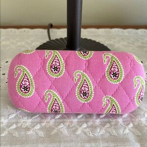 Vera Bradley Pink Paisley Quilted Eyeglass Case with Lime Accents